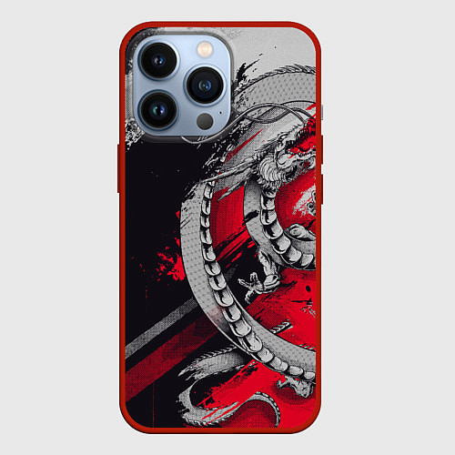 Чехол iPhone 13 Pro Dragon - Japan style / 3D-Красный – фото 1