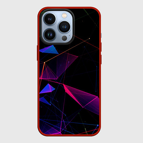 Чехол iPhone 13 Pro Midjourney - Цветные осколки реальности / 3D-Красный – фото 1