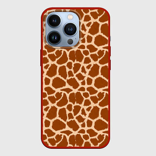Чехол iPhone 13 Pro Шкура Жирафа - Giraffe / 3D-Красный – фото 1