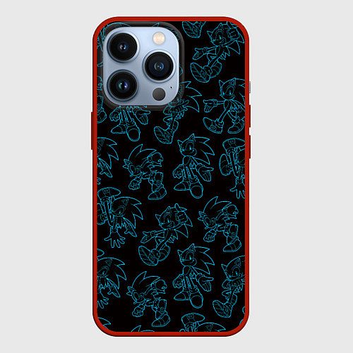 Чехол iPhone 13 Pro Соник паттерн / 3D-Красный – фото 1