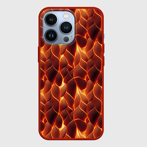 Чехол iPhone 13 Pro Огненная мозаичная текстура / 3D-Красный – фото 1