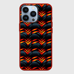 Чехол для iPhone 13 Pro Orange abstract black, цвет: 3D-красный