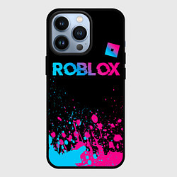 Чехол для iPhone 13 Pro Roblox - neon gradient: символ сверху, цвет: 3D-черный