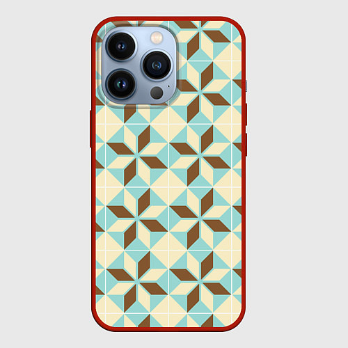 Чехол iPhone 13 Pro Brown blue pattern / 3D-Красный – фото 1