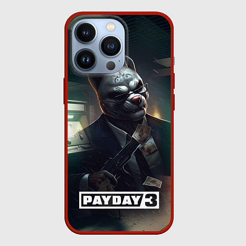 Чехол iPhone 13 Pro Payday 2 dog mask / 3D-Красный – фото 1