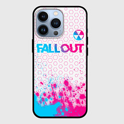 Чехол для iPhone 13 Pro Fallout neon gradient style: символ сверху, цвет: 3D-черный