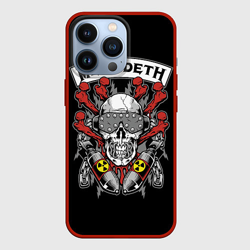 Чехол iPhone 13 Pro Megadeth - ядерный череп / 3D-Красный – фото 1