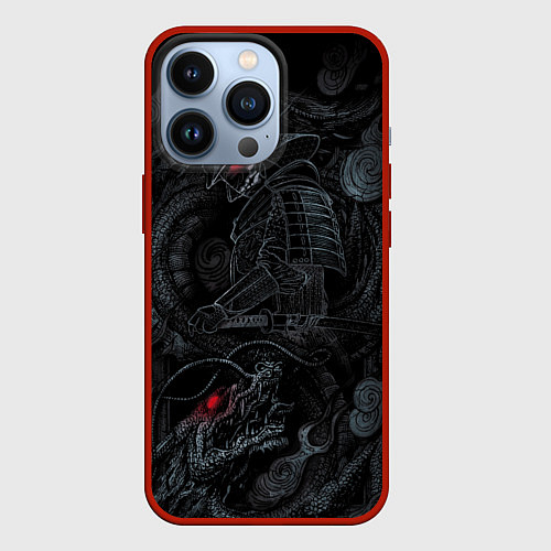 Чехол iPhone 13 Pro Dragon and samurai / 3D-Красный – фото 1