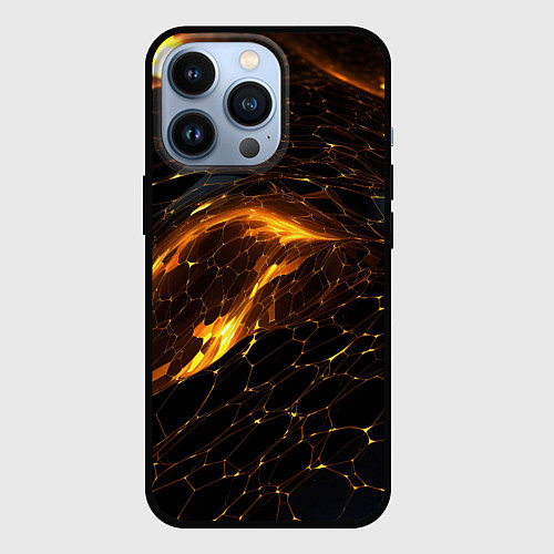 Чехол iPhone 13 Pro Black gold texture / 3D-Черный – фото 1