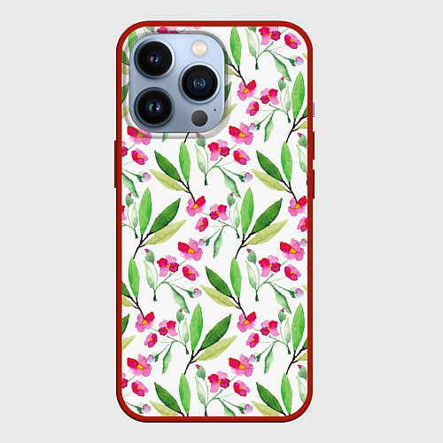 Чехол iPhone 13 Pro Tender flowers / 3D-Красный – фото 1