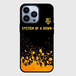 Чехол для iPhone 13 Pro System of a Down - gold gradient: символ сверху, цвет: 3D-черный