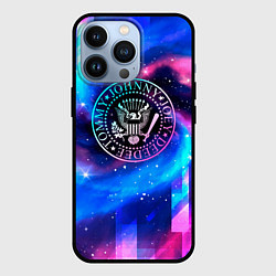 Чехол для iPhone 13 Pro Ramones неоновый космос, цвет: 3D-черный