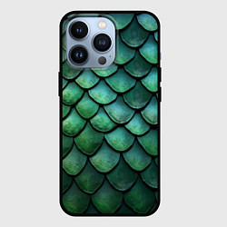 Чехол для iPhone 13 Pro Чешуя зелёного дракона, цвет: 3D-черный