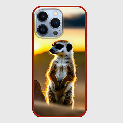 Чехол iPhone 13 Pro Сурикат на фоне рассвета / 3D-Красный – фото 1