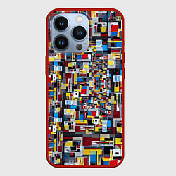 Чехол для iPhone 13 Pro Живопись в стиле Мондриан, цвет: 3D-красный