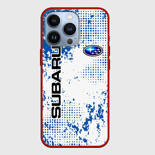 Чехол iPhone 13 Pro Subaru blue logo / 3D-Красный – фото 1