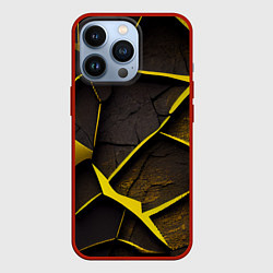 Чехол для iPhone 13 Pro Угольные разломы, цвет: 3D-красный