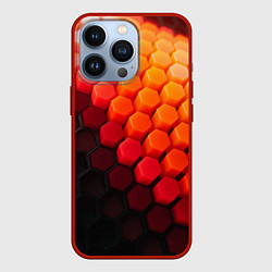 Чехол для iPhone 13 Pro Hexagon orange, цвет: 3D-красный