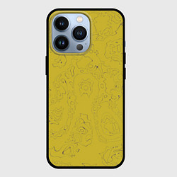 Чехол для iPhone 13 Pro Рябь - зеленовато-желтый и фиолетовый - узор Хуф и, цвет: 3D-черный
