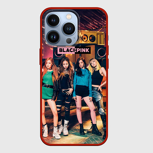Чехол iPhone 13 Pro Blackpink girls poster / 3D-Красный – фото 1