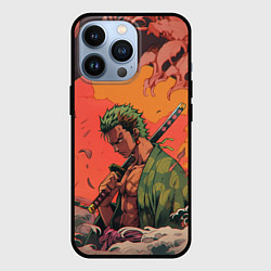 Чехол для iPhone 13 Pro Зоро на закате - One Piece, цвет: 3D-черный