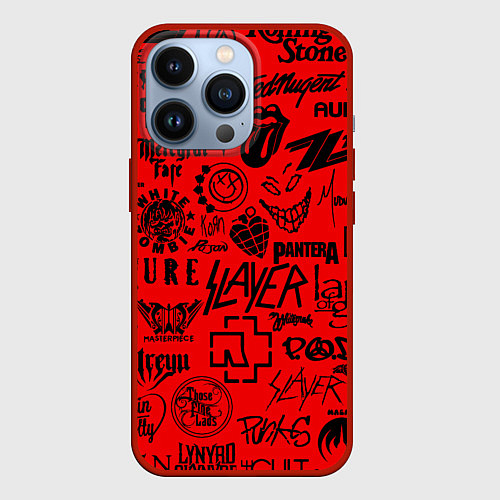 Чехол iPhone 13 Pro Лучшие рок группы на красном / 3D-Красный – фото 1