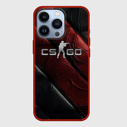 Чехол iPhone 13 Pro CS GO dark red texture / 3D-Красный – фото 1