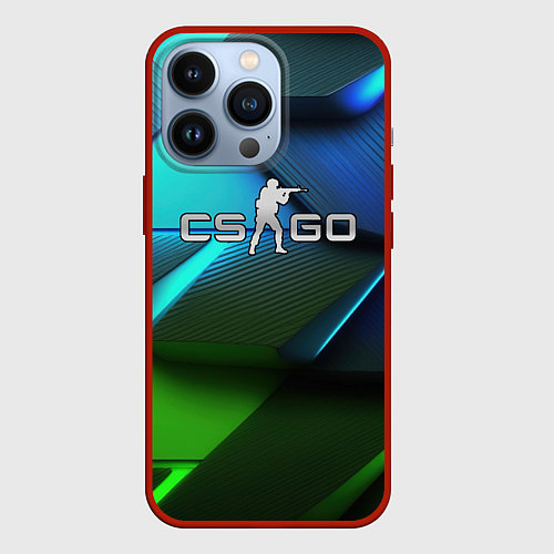 Чехол iPhone 13 Pro CS GO green blue abstract / 3D-Красный – фото 1