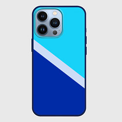 Чехол для iPhone 13 Pro Двуцветный голубой, цвет: 3D-тёмно-синий