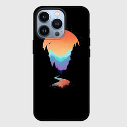 Чехол для iPhone 13 Pro Неоновое солнце SynthWave, цвет: 3D-черный