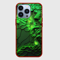 Чехол для iPhone 13 Pro Объемная зеленая текстура, цвет: 3D-красный