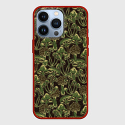 Чехол для iPhone 13 Pro Магические грибы - камуфляж, цвет: 3D-красный