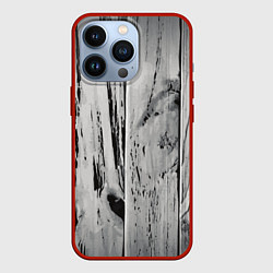 Чехол для iPhone 13 Pro Grey wood, цвет: 3D-красный