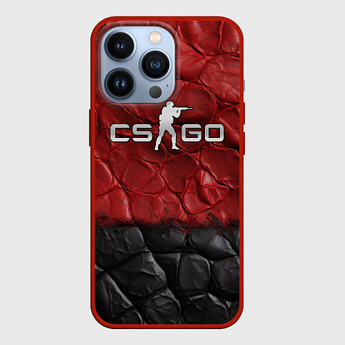 Чехол iPhone 13 Pro CS GO red black texture / 3D-Красный – фото 1