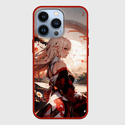Чехол для iPhone 13 Pro Японская девушка при закате солнца, цвет: 3D-красный