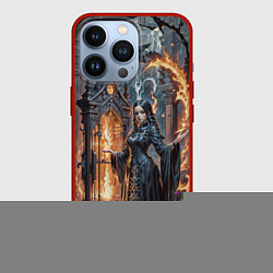 Чехол для iPhone 13 Pro Готическая ведьма и огонь в подземелье, цвет: 3D-красный