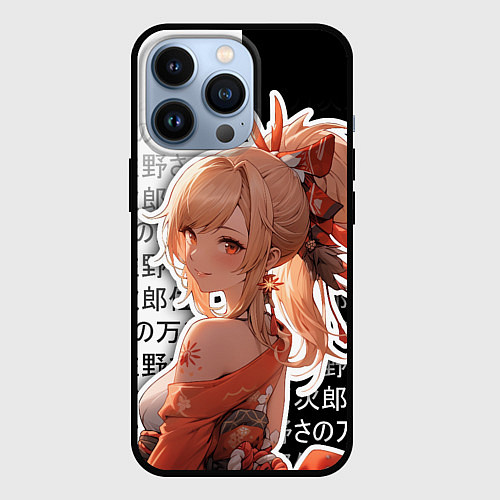 Чехол iPhone 13 Pro Ёимия - геншин импакт - иероглифы / 3D-Черный – фото 1