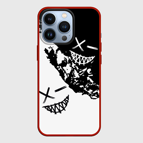 Чехол iPhone 13 Pro Smile - black and white / 3D-Красный – фото 1