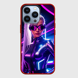 Чехол для iPhone 13 Pro Девушка в ночном неоновом клубе, цвет: 3D-красный