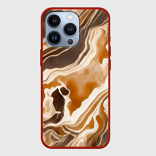 Чехол iPhone 13 Pro Яшма серая / 3D-Красный – фото 1