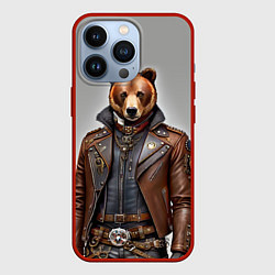 Чехол для iPhone 13 Pro Cool bear - steampunk - neural network, цвет: 3D-красный