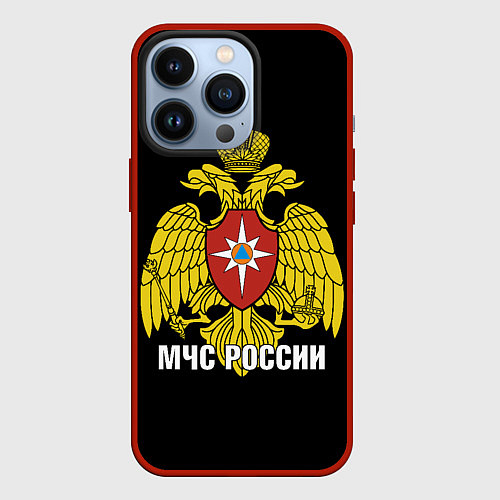 Чехол iPhone 13 Pro МЧС России - герб / 3D-Красный – фото 1