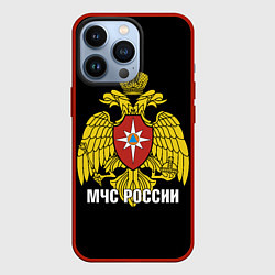 Чехол для iPhone 13 Pro МЧС России - герб, цвет: 3D-красный