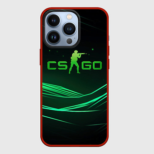 Чехол iPhone 13 Pro CS GO green logo / 3D-Красный – фото 1