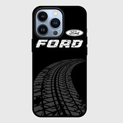 Чехол для iPhone 13 Pro Ford speed на темном фоне со следами шин: символ с, цвет: 3D-черный