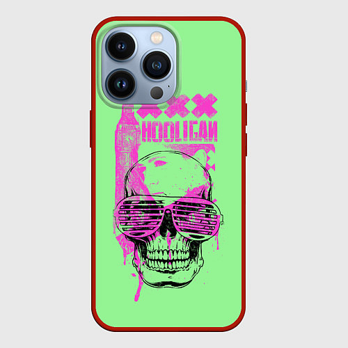 Чехол iPhone 13 Pro Hooligan - skull / 3D-Красный – фото 1