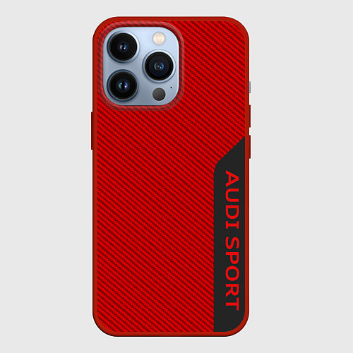 Чехол iPhone 13 Pro Audi sport carbone / 3D-Красный – фото 1