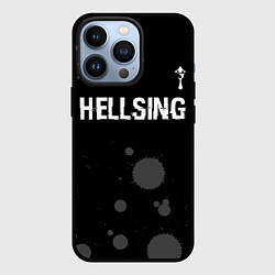 Чехол для iPhone 13 Pro Hellsing glitch на темном фоне: символ сверху, цвет: 3D-черный