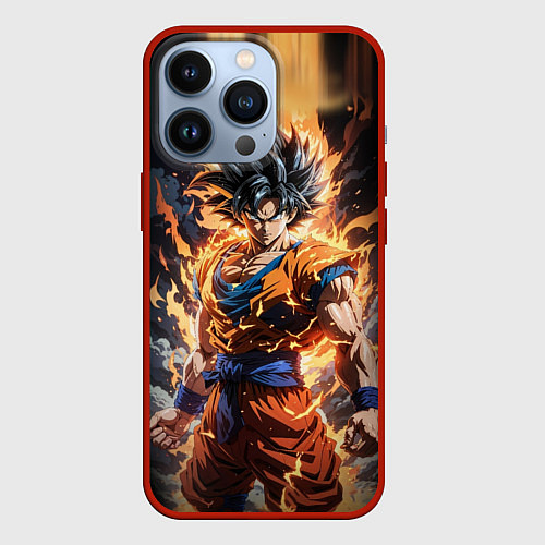 Чехол iPhone 13 Pro Сон гоку - драгонболл / 3D-Красный – фото 1