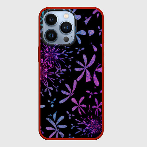 Чехол iPhone 13 Pro Темная ночь / 3D-Красный – фото 1
